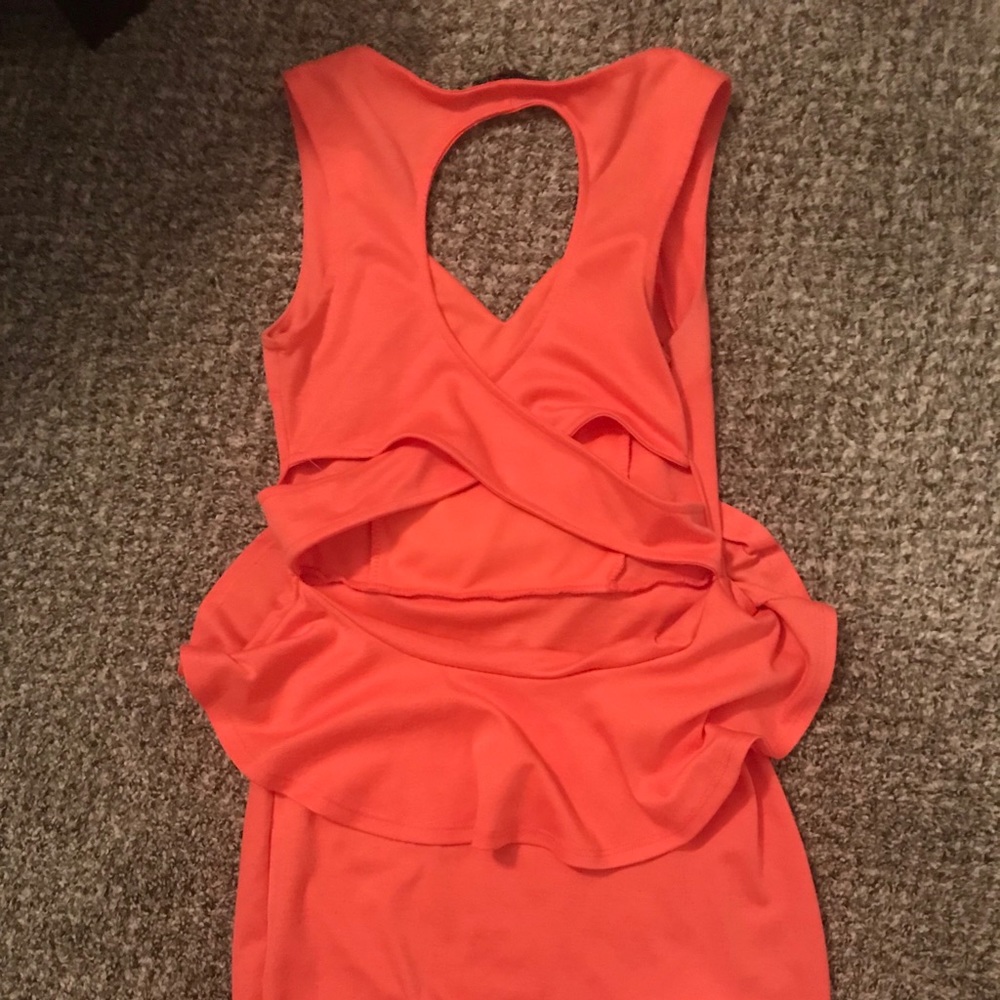 Coral/peach peplum dress
